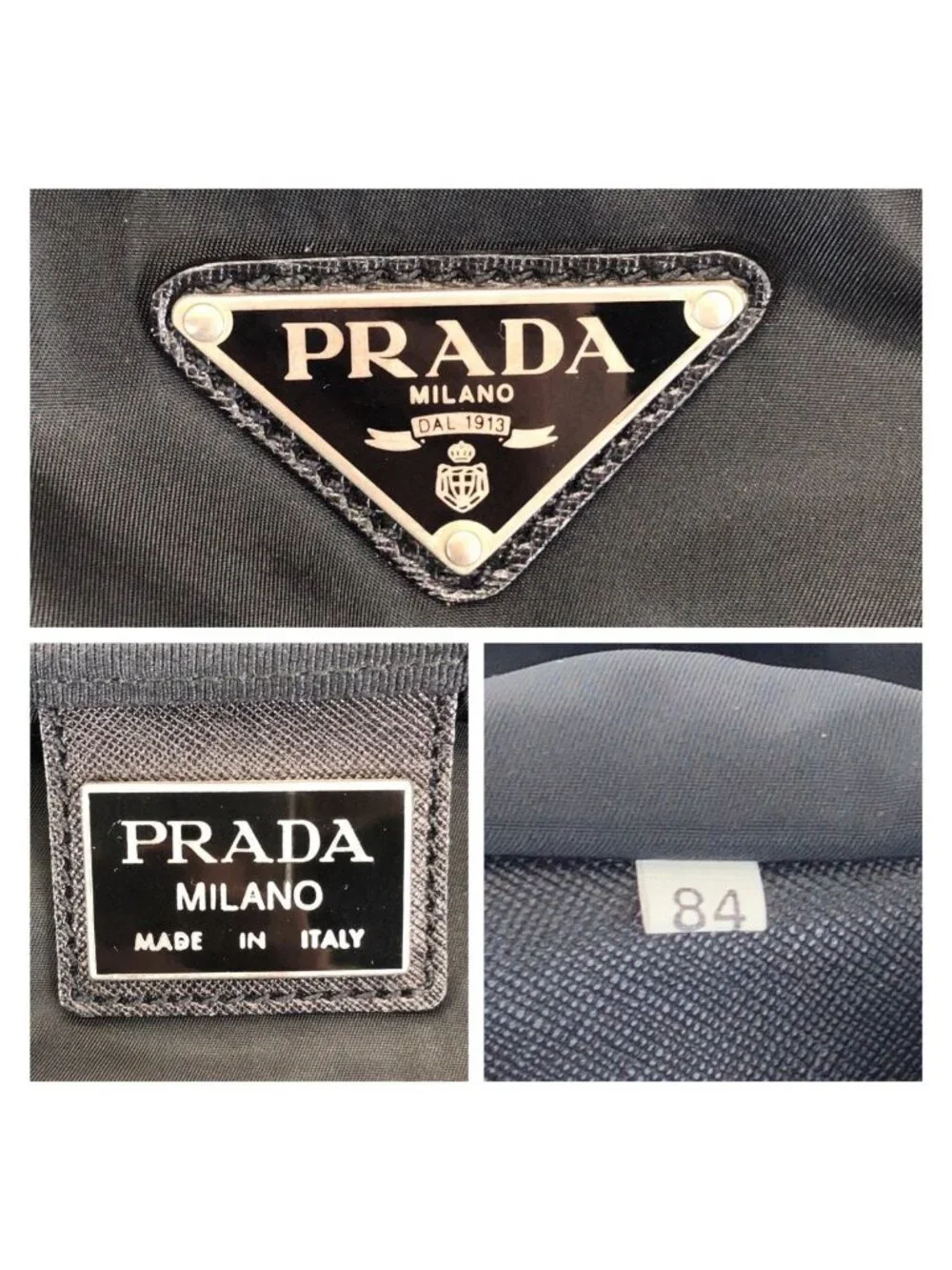 Prada Tessuto Saffiano Black Nylon Leather Boston